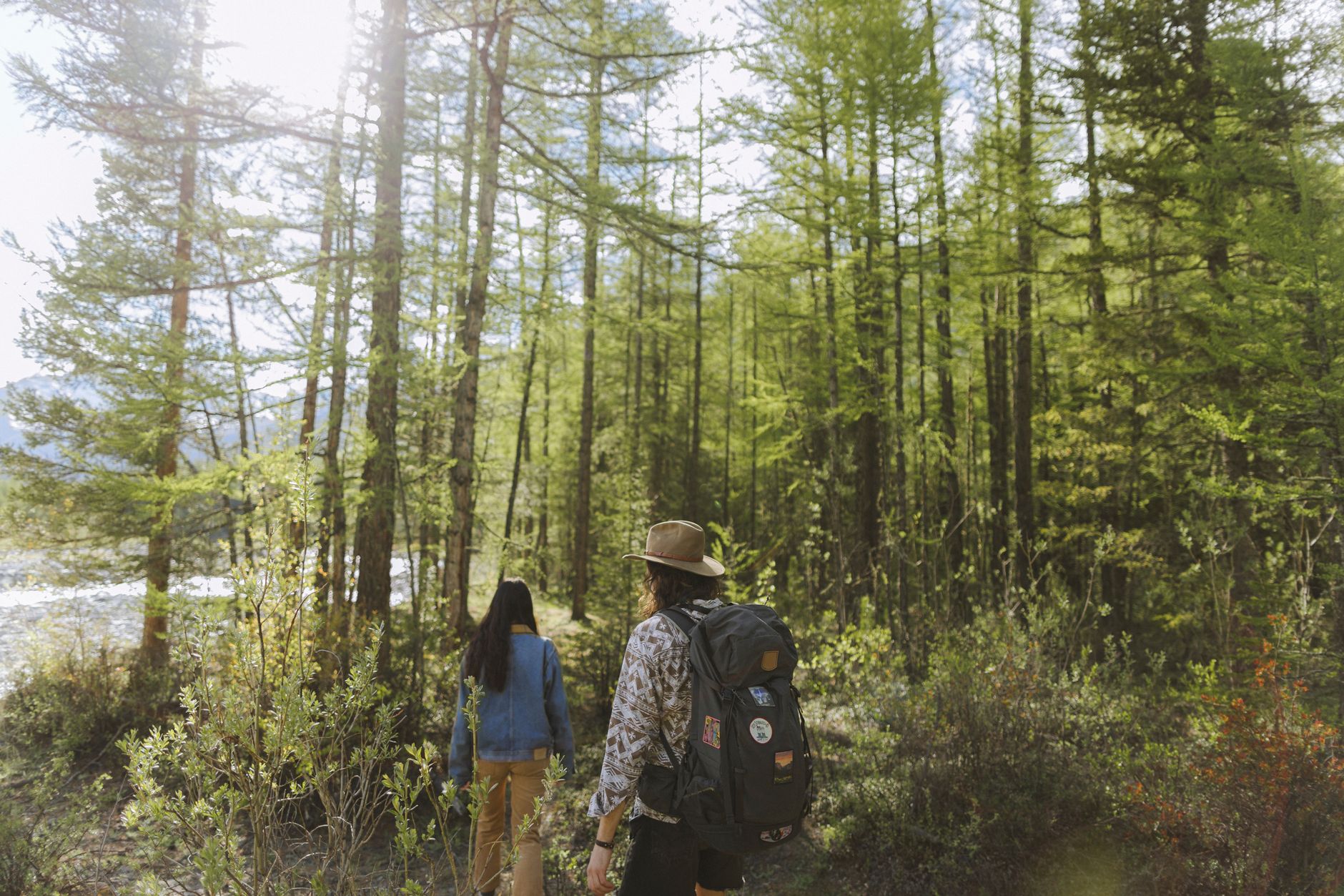 Wandern im Sauerland – ein Paar wandert auf einem sonnigen Waldweg